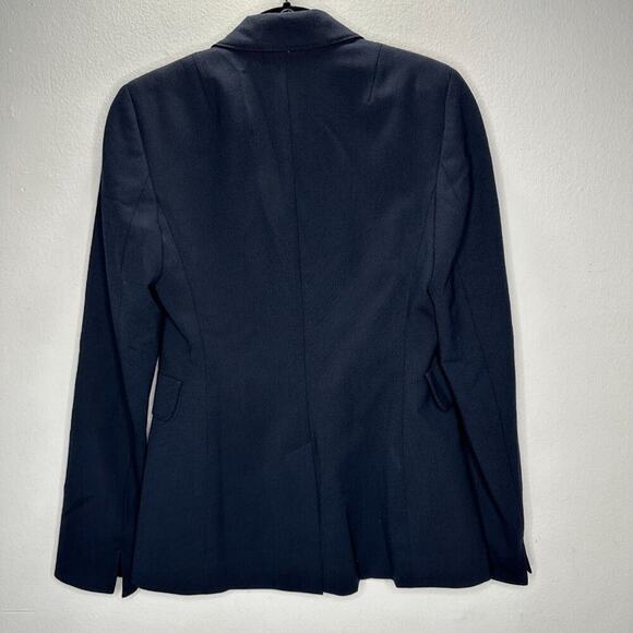 Akris Punto Black Single Button Front Flap Pockets Shoulder Pad Blazer Jacket 2 - Picture 4 of 12